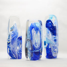 Large Glass Blue Paperweight