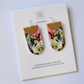 Earring - White Diamond, Essence Layered Tab Hoop