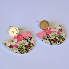 Earring - White Diamond, Intricate Bell Circle Drop