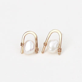 Pearl Staple Stud Earrings