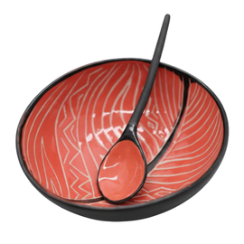 'Red Tailed Cockatoo' Small Ceramic Bowl with Spoon