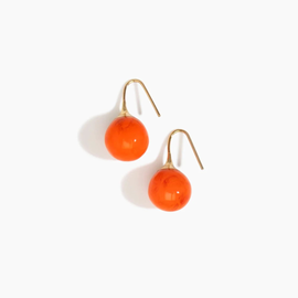 Earrings - Full Moon, Small, Tangerine, Brass