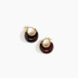 Earrings - Crescent, Small, Crimson, Brass