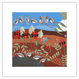 Sturt Peas and Zebra Finches Print