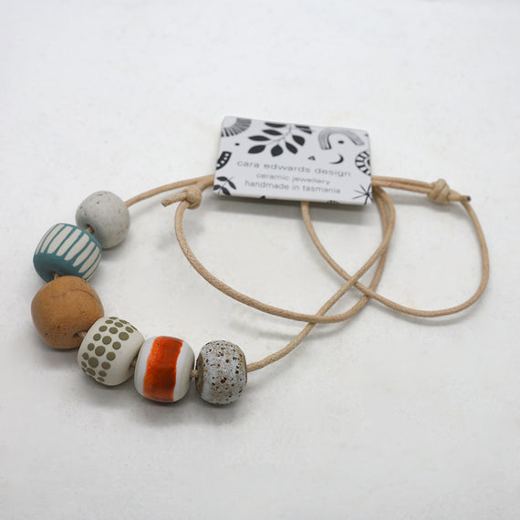 Necklace - Beads, Ceramic, Cotton