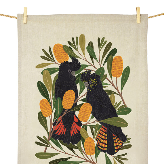Tea Towel - Negin Maddock, Cockatoos & Banksia