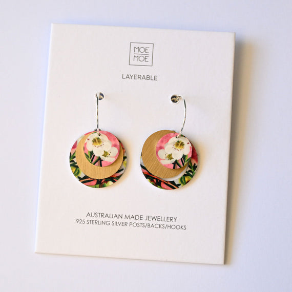 Earring - White Diamond, EssenceThree Circle Hoop