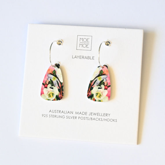 Earring - White Diamond, Intricate Small Circle Drop