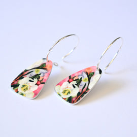 Earring - White Diamond, Intricate Small Circle Drop