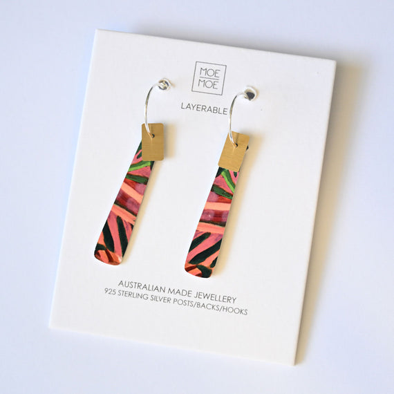 Earring - White Diamond, Abstract Beacon Hoop