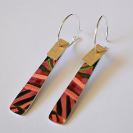 Earring - White Diamond, Abstract Beacon Hoop