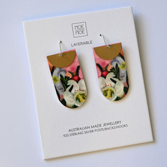 Earring - White Diamond, Essence Layered Tab Hoop