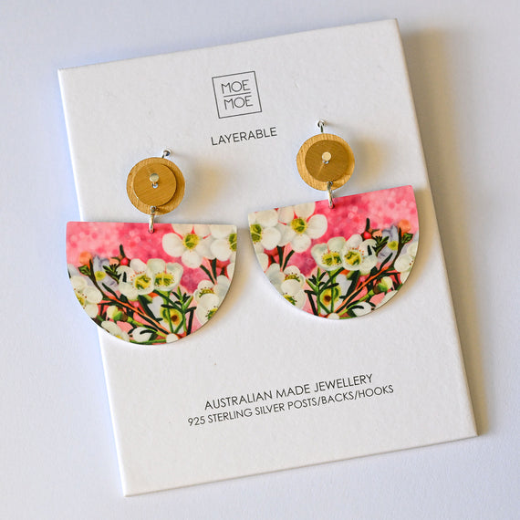 Earring - White Diamond, Intricate Bell Circle Drop