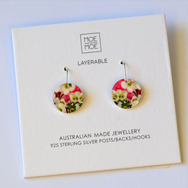 Earring - White Diamond, Abstract Layered Iconic Tear Drop