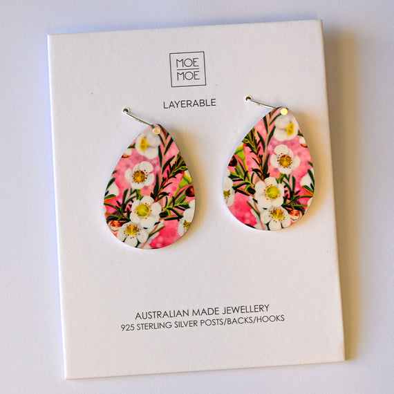 Earring - White Diamond, Intricate Iconic Tear Drop