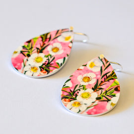 Earring - White Diamond, Intricate Iconic Tear Drop