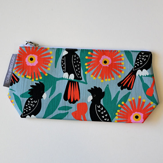 Cosmetic Bag - Sml, Black Cockatoos