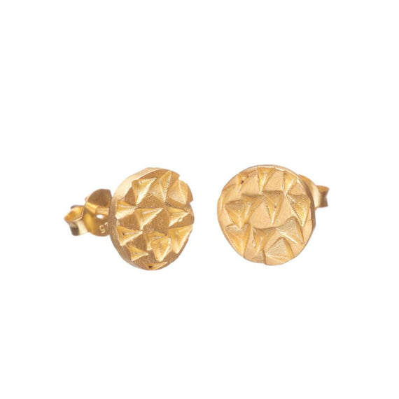 Round Texture Gold Stud Earrings