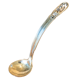 Decorative silver spoon on a white background