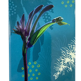 Fridge magnet with a kangaroo paw plant design on a blue background, featuring 'Kings Park Perth, Western Australia'.