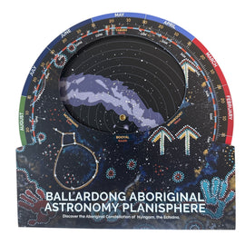 Ballardong Aboriginal Astronomy Planisphere with star map and Aboriginal designs.