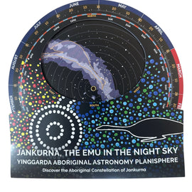 Aboriginal astronomy planisphere showing Jankurna, the emu in the night sky
