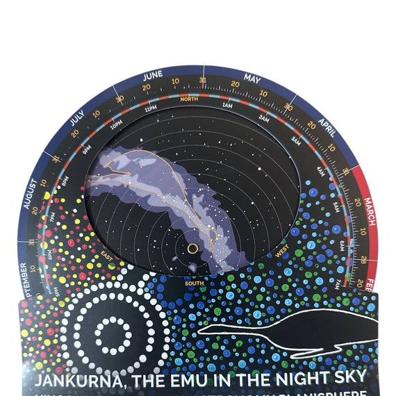 Aboriginal astronomy planisphere showing Jankurna, the emu in the night sky