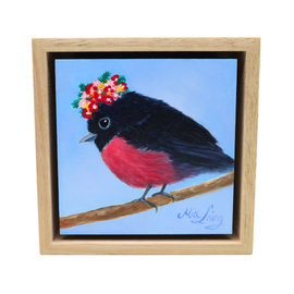 Pink Robin painting by Mia Laing