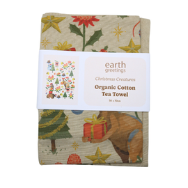 Earth Greetings Christmas Creatures Tea Towel