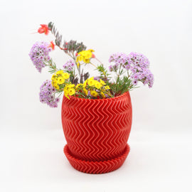 Red Silk Pot 'Ziggy'