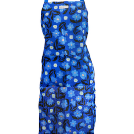 Blue floral apron on a white background