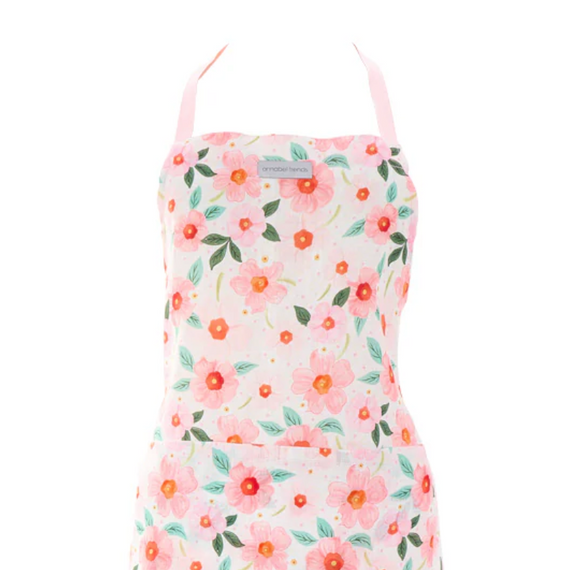 Apron with floral print on a white background