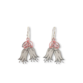 Pair of earrings with floral design on a white background