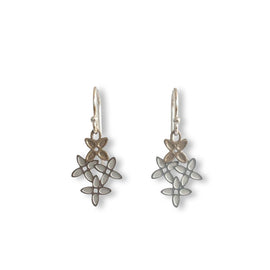 Pair of floral earrings on a white background