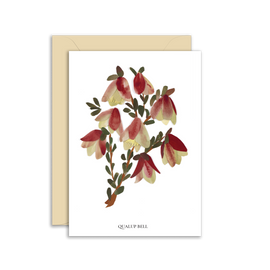 Greeting card with floral design and envelope on a white background