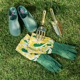 Long Sleeve Linen Garden Gloves, Golden Wattle