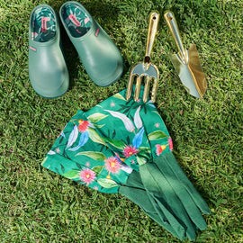 Long Sleeve Linen Garden Gloves, Gum Blossom