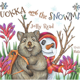 Book cover of 'Quokka and the Snowman' with a quokka and snowman illustration.