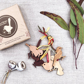 Birdie wooden decorations with packaging box