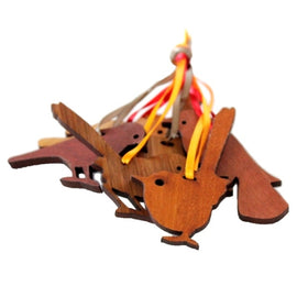 Close up of birdie wooden decorations