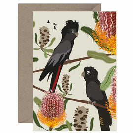 Black Cockatoos Card