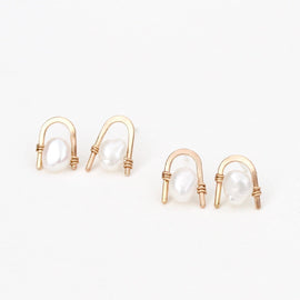 Pearl Staple Stud Earrings