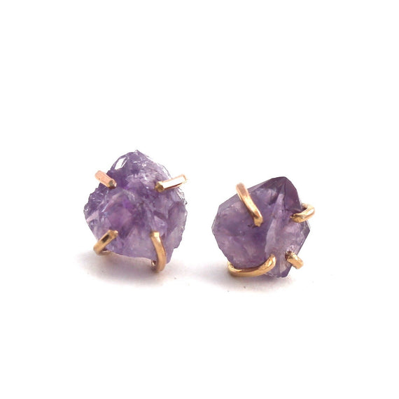 Amethyst Raw Stud Earrings