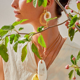Small Flat Rock Hoop Earrings