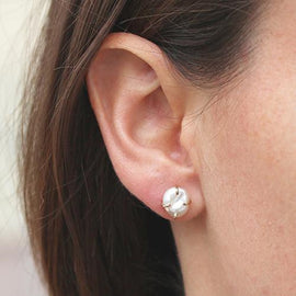 White Pearl Raw Stud Earrings