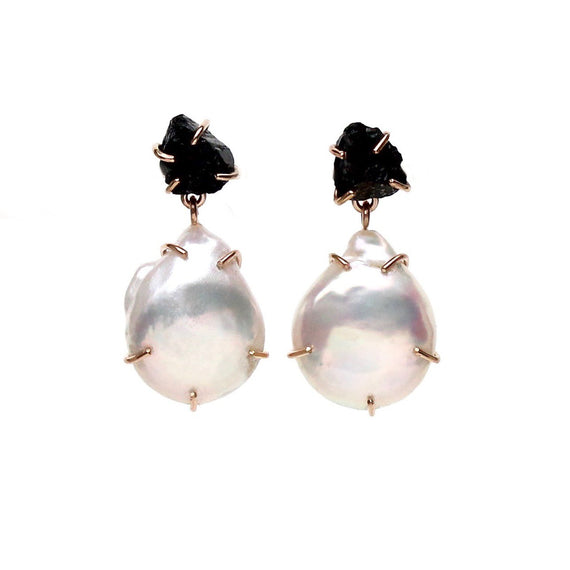 Double Drop Black Tourmaline Earrings