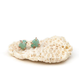 Emerald Raw Stud Earrings