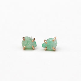 Emerald Raw Stud Earrings