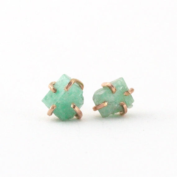 Raw hotsell emerald earrings