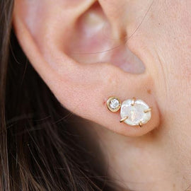 White Pearl Pebble Earrings